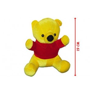 PELUCHE OURS ASSIS T-SHIRT ROUGE 19CM