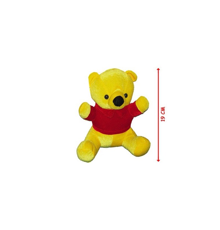 PELUCHE OURS ASSIS T-SHIRT ROUGE 19CM