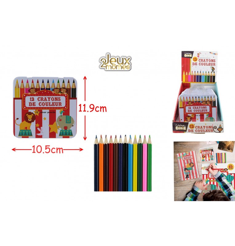 PRESENTOIR BOITE METAL 12 CRAYONS DE COULEUR PRESENTOIR BOITE METAL 12 CRAYONS DE COULEUR