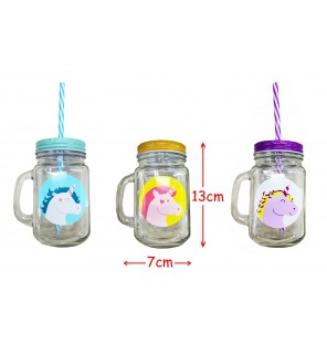 VERRE LICORNE COUVERCLE METAL 3 ASS