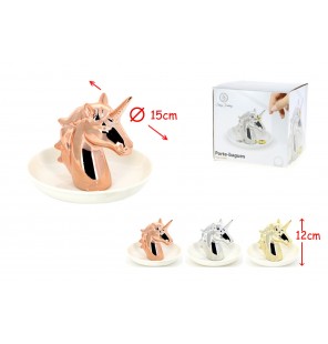 PORTE BAGUE LICORNE D 15CM 3 Coloris