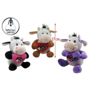 Peluche vache assise love 3 coloris.