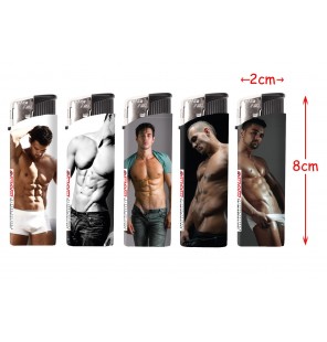 Présentoir comprenant 50 briquets Homme sexy.