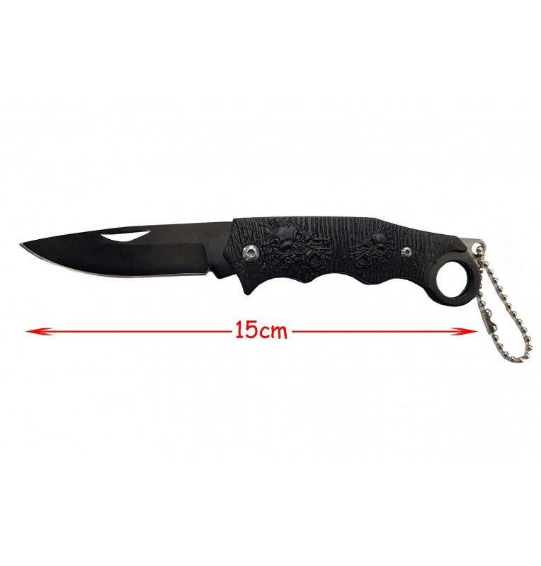 COUTEAU NOIR DESIGN TETE DE MORT COUTEAU NOIR DESIGN TETE DE MORT