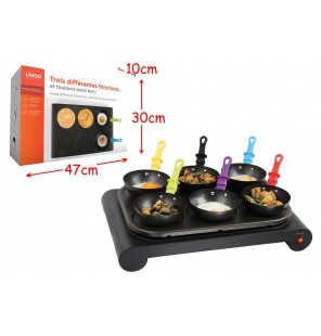 SET MINI WOKS CREPIERE ET GRILL 6 PERSONNES PACK