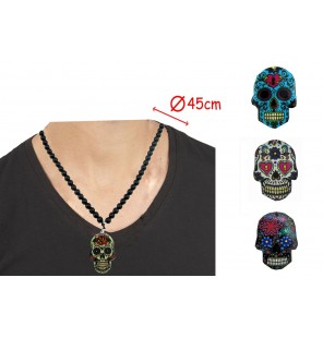 COLLIER PERLES TETE DE MORT