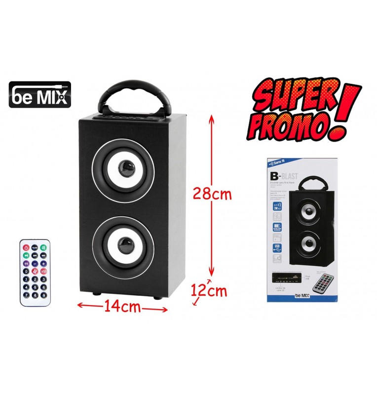 ENCEINTE BLUETOOTH ET FILAIRE NOIRE 2X3W ENCEINTE BLUETOOTH ET FILAIRE NOIRE 2X3W