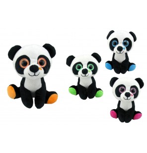 Peluche panda yeux brillants 4 assortis.