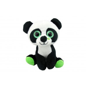 Peluche panda yeux brillants 4 assortis.