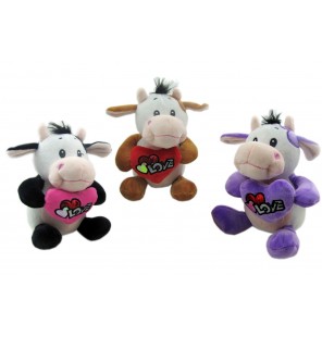 Peluche vache assise love 3 coloris.