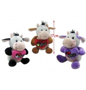 PELUCHE VACHE ASSISE LOVE 3 COLORIS