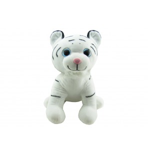 PELUCHE TIGRE BLANC ASSIS 45CM VUE FACE