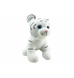 PELUCHE TIGRE BLANC ASSIS 45CM VUE PROFIL