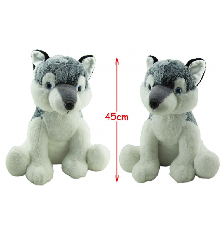 PELUCHE HUSKY ASSIS 45CM TAILLE