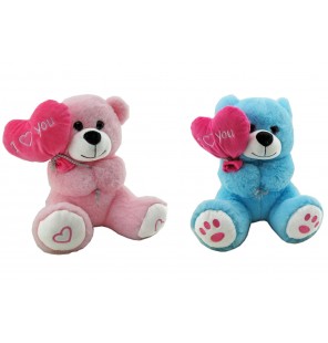 PELUCHE OURS BALLON COEUR 2 COLORIS