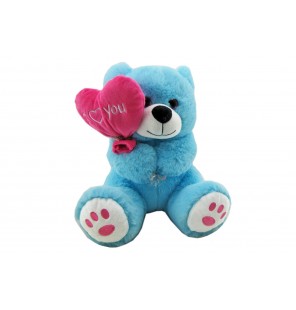 PELUCHE OURS BALLON COEUR 2 COLORIS BLEU