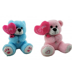 Peluche ours ballon coeur 2 coloris.