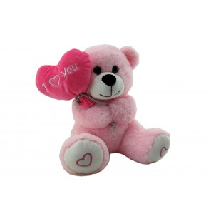 Peluche ours ballon coeur 2 coloris.