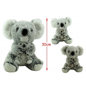 PELUCHE KOALA AVEC BEBE 3 COLORIS 30CM TAILLE