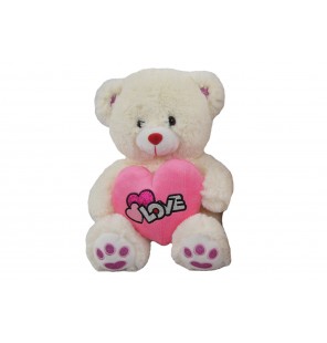 PELUCHE OURS COEUR 2 COLORIS BLANC