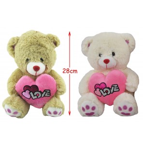 PELUCHE OURS COEUR 2 COLORIS 28CM
