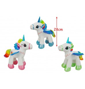 PELUCHE LICORNE 3 COLORIS 28CM