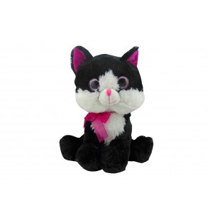 PELUCHE CHAT ASSIS FLOT 3 COLORIS NOIR