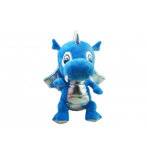 PELUCHE DRAGON ASSIS 6 COLORIS 27CM BLEU