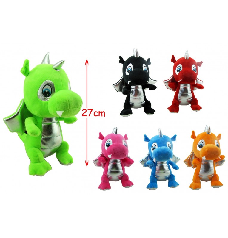 PELUCHE DRAGON ASSIS 6 COLORIS, Grossiste