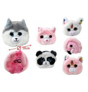 SAC A DOS PELUCHE ANIMAL 6 ASSORTIS 29CM