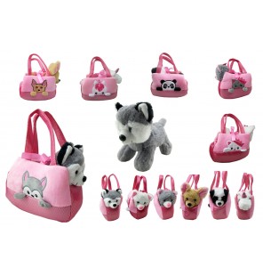 SAC à MAIN AVEC PELUCHE ANIMAL 6 ASSORTIS