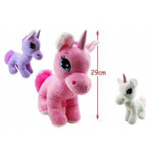 PELUCHE LICORNE ASSISE 3 COLORIS 29CM