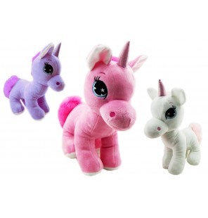 PELUCHE LICORNE ASSISE 3 COLORIS