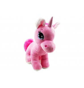 PELUCHE LICORNE ASSISE 3 COLORIS ROSE