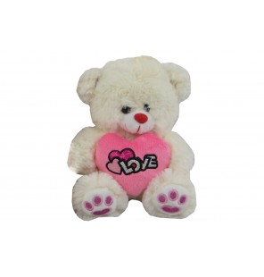 PELUCHE OURS CŒUR 2 COLORIS BLANC