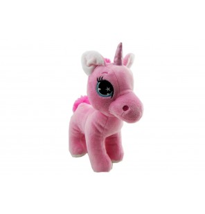 PELUCHE LICORNE ASSISE 3 COLORIS ROSE