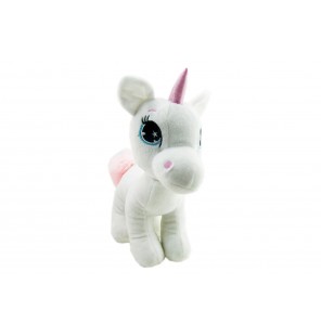 PELUCHE LICORNE ASSISE 3 COLORIS BLANC