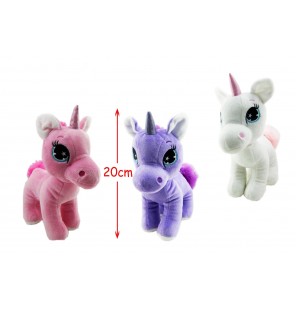 PELUCHE LICORNE ASSISE 3 COLORIS 20CM