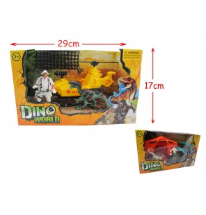 set dinosaure + véhicule et accessoires