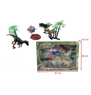 SET 4 DINOSAURES + ACCESSOIRES