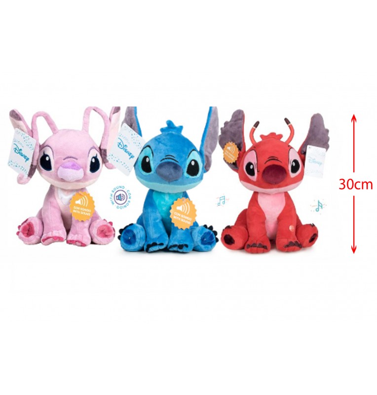 PELUCHE STITCH SONIC H 30CM 3 COLORIS, Grossiste