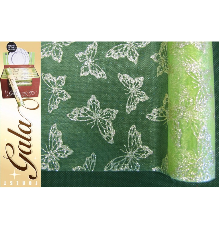 CHEMIN ORGANZA ANIS PAPILLON 5 M CHEMIN ORGANZA ANIS PAPILLON 5 M