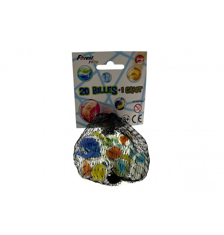 Filet De 25 Billes Pépite Bleu (24 Billes + 1 Calot) - Billes En Verre Pour Jeu Ou Décoration - 9