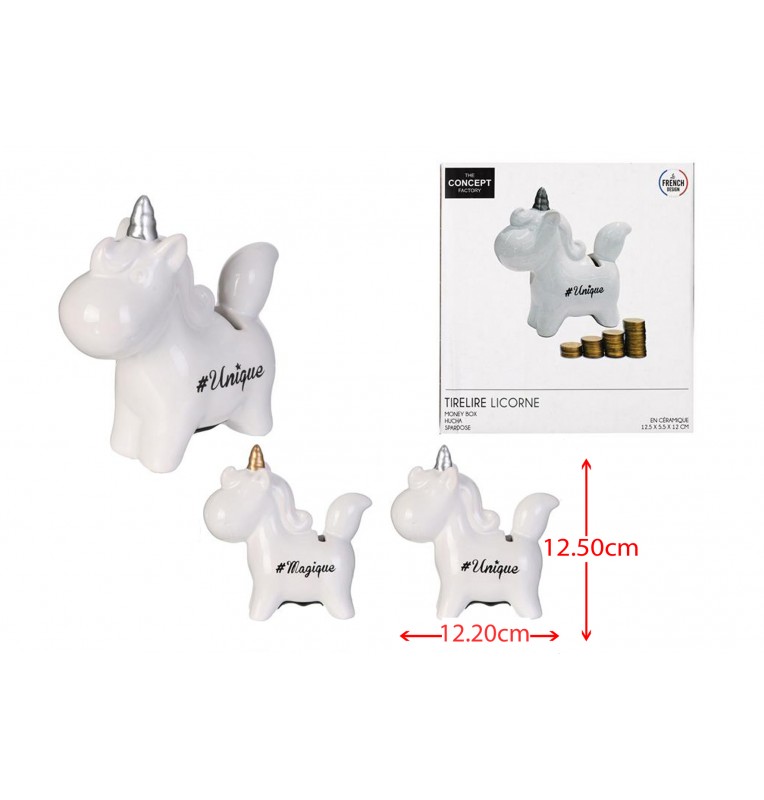 TIRELIRE MINI LICORNE 2 ASSORTIS, Grossiste