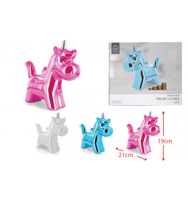 TIRELIRE LICORNE HAUTEUR 18CM