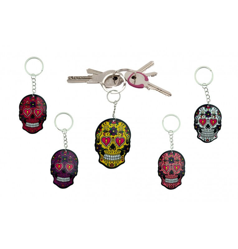 PORTE CLE TETE DE MORT MEXICAINE 4 ASSORTIS Forest Distribution