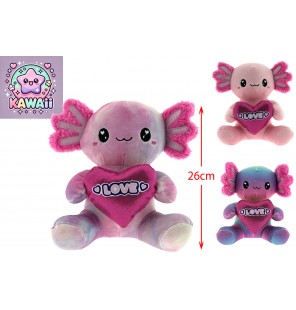 PELUCHE SALAMANDRE AVEC COEUR 3 ASSORTIS PLUCHON T3
